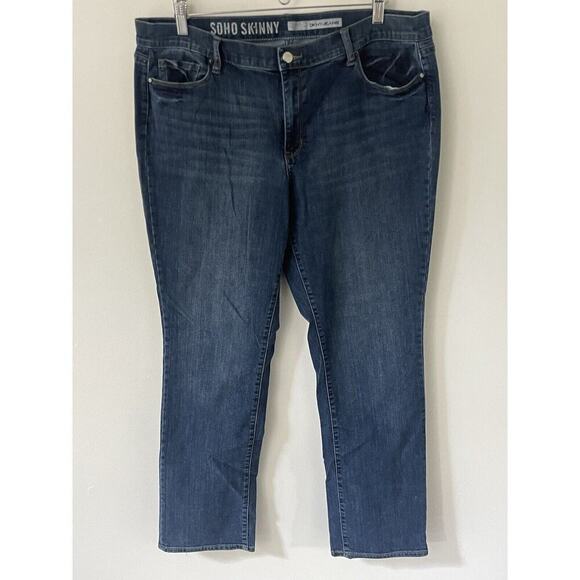 DKNY SOHO Skinny Womens Size 16 Stretch Medium Wash Mid Rise Denim Blue Jeans - Picture 2 of 13